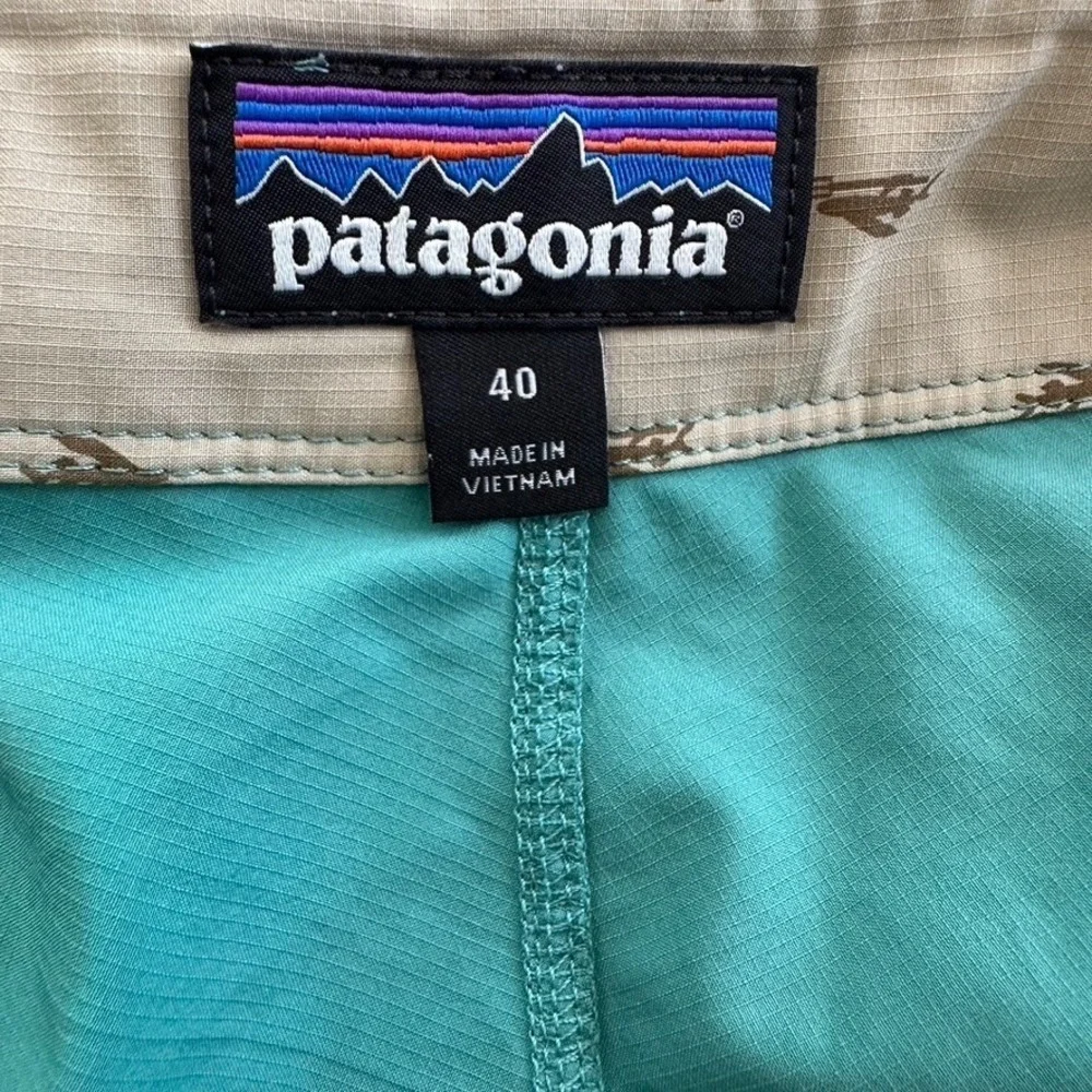 Patagonia Mens Board Shorts 40 Teal Green Light Variable Surf Swim Travel86690